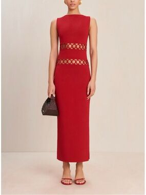 NWT Cult Gaia Maxi Knit Cut-Out Red River Sleeveless Dress